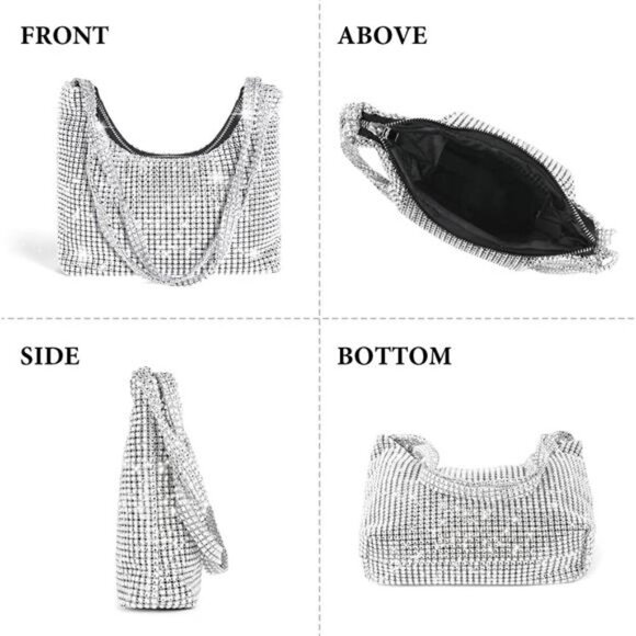 Clutch Purse, Evening Bag for Women Zipper Shoulder Bag for Wedding and Party - Picture 6 of 8